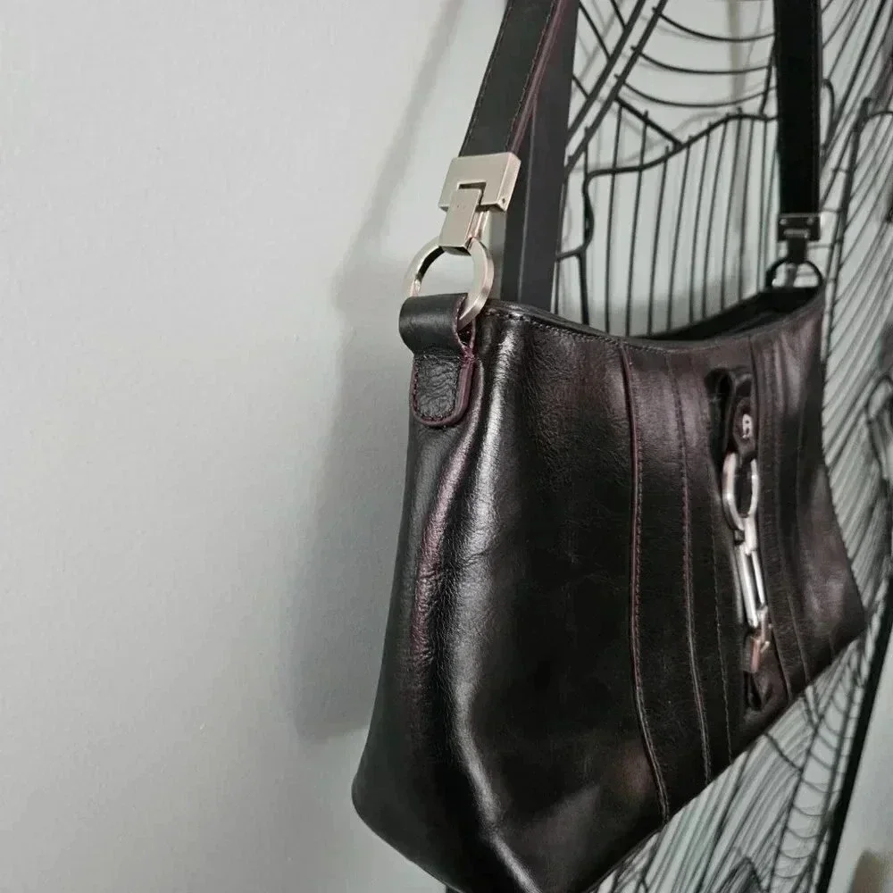 Etienne Aigner | Vienna Collection  Black Genuine Leather Baguette Shoulder Bag - Picture 2 of 15
